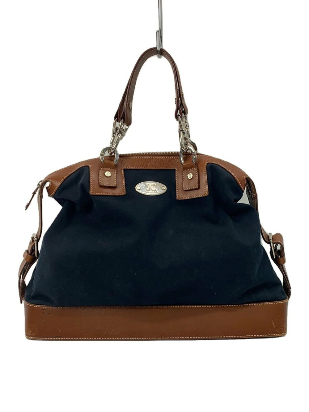 Celine canvas leather shoulder bag canvas body tan leather